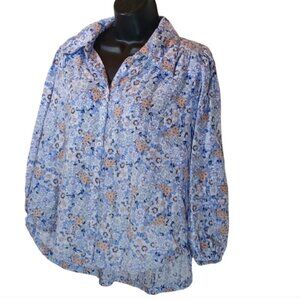 Free People Happy Days cotton Floral Festival Blouse size Small